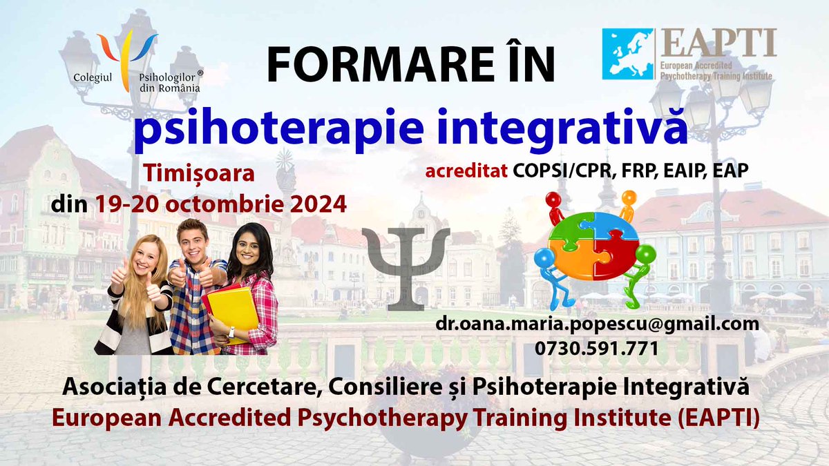 #ACCPI
#Psihoterapie
#Formare
#Timisoara
#CursAcreditat
#COPSI
#CPR
#FRP
#EAIP
#EAP
#Educatie
#Psihologie