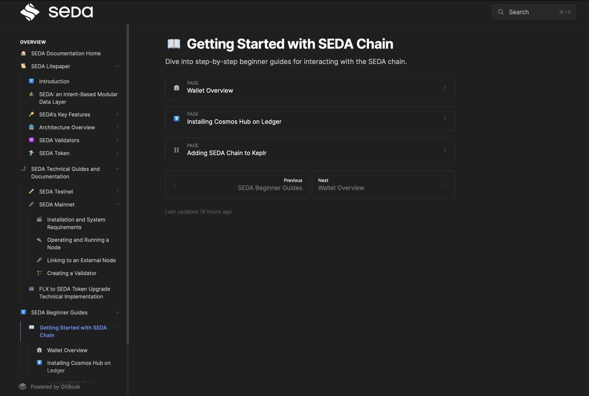 The SEDA Docs Home is updated with lots of new info! 📖 Dive into our docs to get ready for the SEDA Chain Genesis! 🤓 + SEDA Technical Guides and Documentation + SEDA Beginner Guides + SEDA Explorers and Dashboards + SEDA Token Info + much more! docs.seda.xyz/home