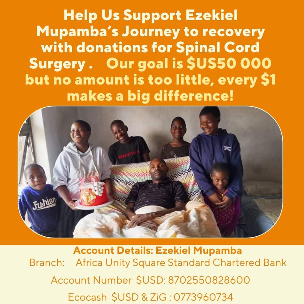 Ezekiel was driving his daughter to School form 3,when Road Carnagist found him. His spinal Cord was broken and is bedridden. His only chance is in India where they want US$50k to help him work for his daughter again.Please help to save this man.@daddyhope @advlordshare