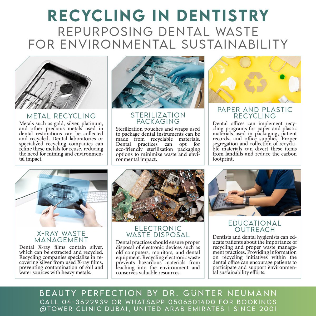 Recycling in Dentistry : Repurposing Dental Waste for Environmental Sustainability ♻️🦷
Please call 04-3622939 or WhatsAPP 0506501400 for bookings.
#Dubai #Dental #Dentist #Teeth #Clinic #TowerClinic #DubaiDentist #DubaiClinic #DentalHealth #OralCare #DentistVisit #DentalCheckup