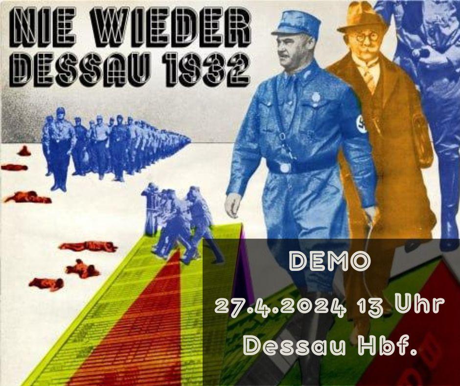 Heute vor 92 Jahren gewannen die Faschisten der NSDAP die Wahlen im Freistaat #Anhalt. 
Der Anfang vom Untergang der Weimarer Republik, der zerbrechlichen ersten Demokratie in Deutschland. 

KOMMT AM SAMSTAG NACH DESSAU!

NIE WIEDER 1932❗

#dessau #de2704 #NieWiederIstJetzt