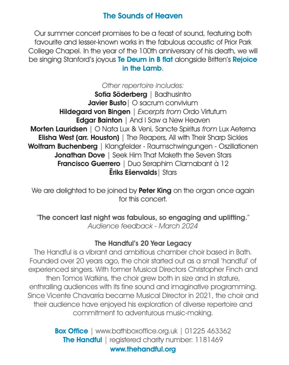 The Handful (@handfulsingers) on Twitter photo Join us at <a href="/PriorPark/">Prior Park College</a> on Saturday 8th June where we’ll be making the most of the beautiful space and acoustic to emulate the sounds of heaven ⛅️
Tickets now available from <a href="/bathboxoffice/">Bath Box Office</a> - bathboxoffice.org.uk/whats-on/the-s… Join us at <a href="/PriorPark/">Prior Park College</a> on Saturday 8th June where we’ll be making the most of the beautiful space and acoustic to emulate the sounds of heaven ⛅️
Tickets now available from <a href="/bathboxoffice/">Bath Box Office</a> - bathboxoffice.org.uk/whats-on/the-s…