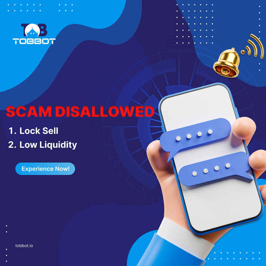 TobbotTon's tweet photo. ⚠️SCAM TOKENS DISALLOWED ON TOB BOT
Meme coins are getting hype on @ton_blockchain along with many scams. We decided to protect users by stopping trading with suspect tokens with these filters:
1. Lock sell token
2. Low liquidity
#TOBBot $TON https://t.co/n6DS4R107Z