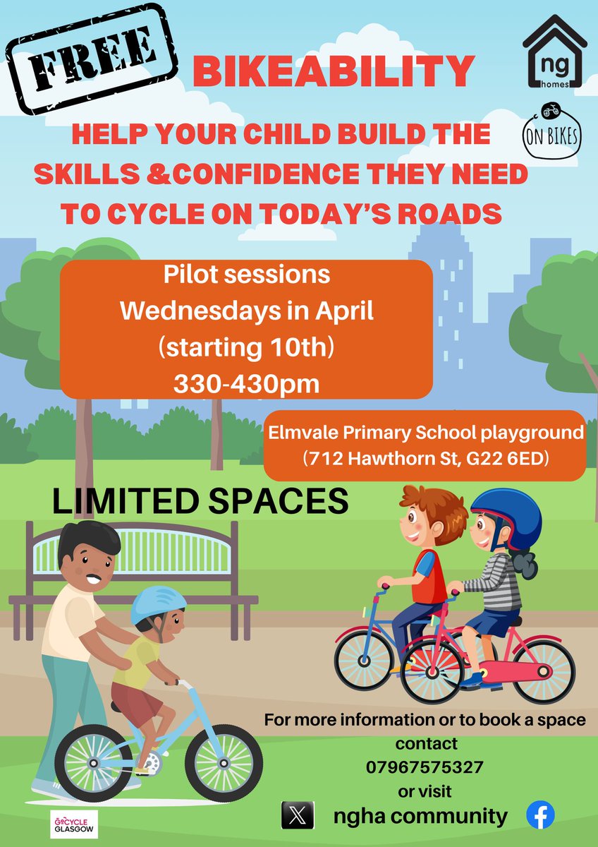 Looking for something to do after school? Why not join our community Bikeability session, back today from 3:30pm? A great way for helping your child gain confidence in riding outdoors! Spaces are FREE but do fill up fast - please do get in touch to book 👇