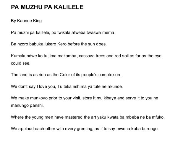 'Pa Muzhi Pa Kalilele' is about where I come from, my roots. Kalilele is the name of my Dad's village, that is where he grew up. I've never had the chance to visit but I heard so many stories about his life there. So many I could visualise it. What was your favourite piece?