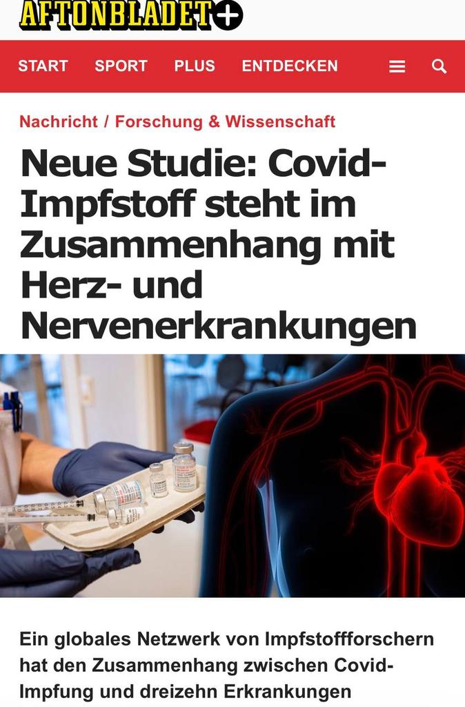 Aus Daten von 99 Millionen Menschen berechnet

- Schwellungen des Gehirns oder der Wirbelsäule 3,78x erhöhtes Risiko
- Blutgerinnsel (Astra Zeneca) 3,23x
- Guillain-Barre-Syndrom 2,49x
- Herzmuskelentzündung (Pfizer 1 Dosis) 2,78x
- Herzmuskelentzündung (Moderna 1 Dosis) 3,48x
-