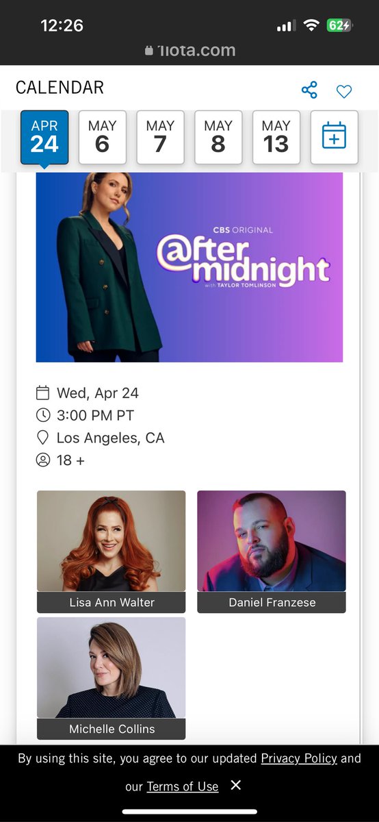 Are you free at 3pm?! Get tickets to my live taping of @midnight TODAY 1iota.com/show/1646/afte…