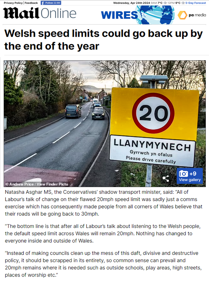 👀 Let's be clear, the speed limit across Wales will remain 20mph. 🤦 Nothing has changed. 🥀 You simply cannot trust Labour.