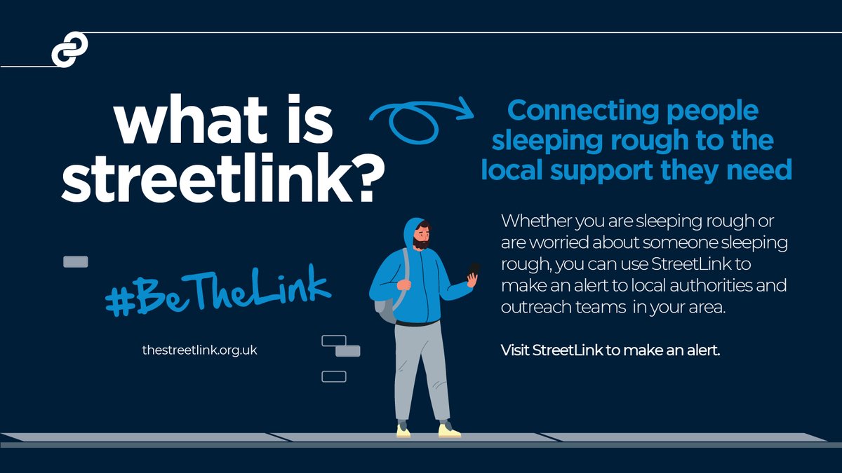 StreetLink is dedicated to helping individuals rough sleeping. This includes anyone who is sleeping outside, preparing to bed down, or sleeping somewhere not designed for habitation, such as a car. 👉 Find out more at thestreetlink.org.uk/about #BeTheLink