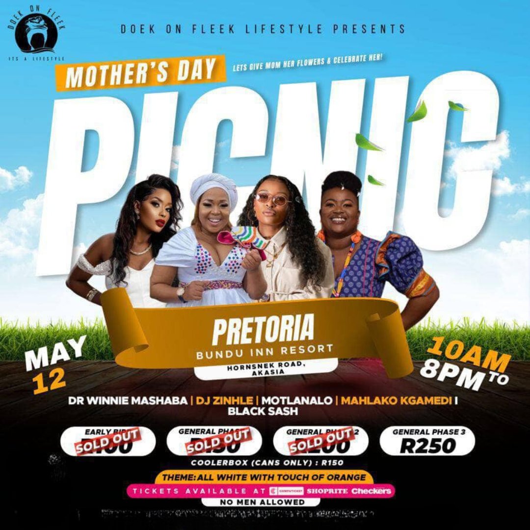 Pretoria will come alive once more for Doek On Fleek’s Mother’s Day Celebration out at Bundu Inn Resort. Expect the usual, good vibes, great music and a memorable day out! Get your tickets today. 🔗 brnw.ch/21wJ7si 📍 Pretoria 📆 12 May 💰 From R250