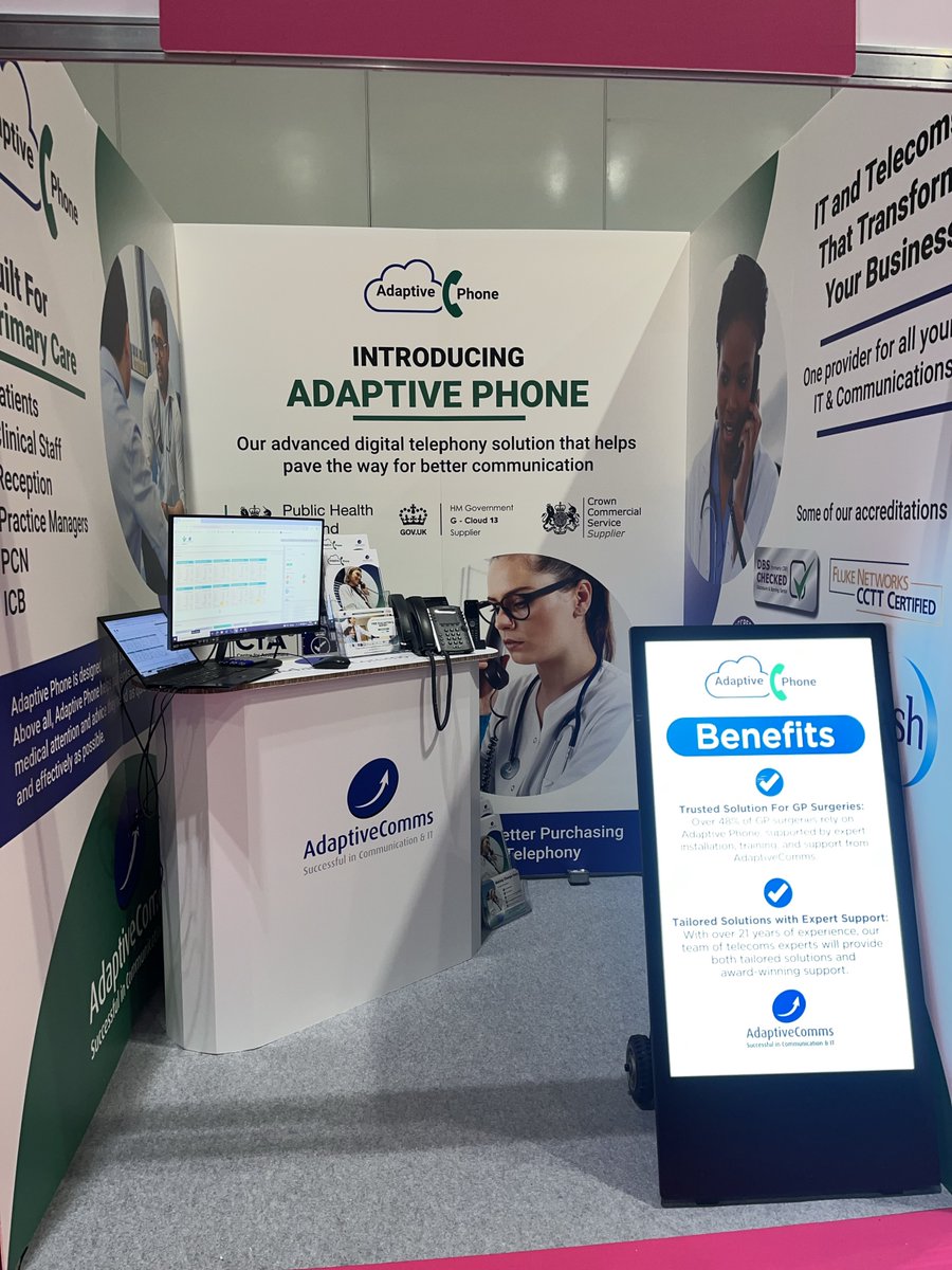 And it begins!🥳 Come see AdaptiveComms at stand A71 near the Lecture Theatre at the Digital Healthcare Show!
See a live demonstration of Adaptive Phone and chat to our experts here to offer bespoke advice for your GP telecommunications📞
#DigitalHealthcareShow #PhoneSystem #GP
