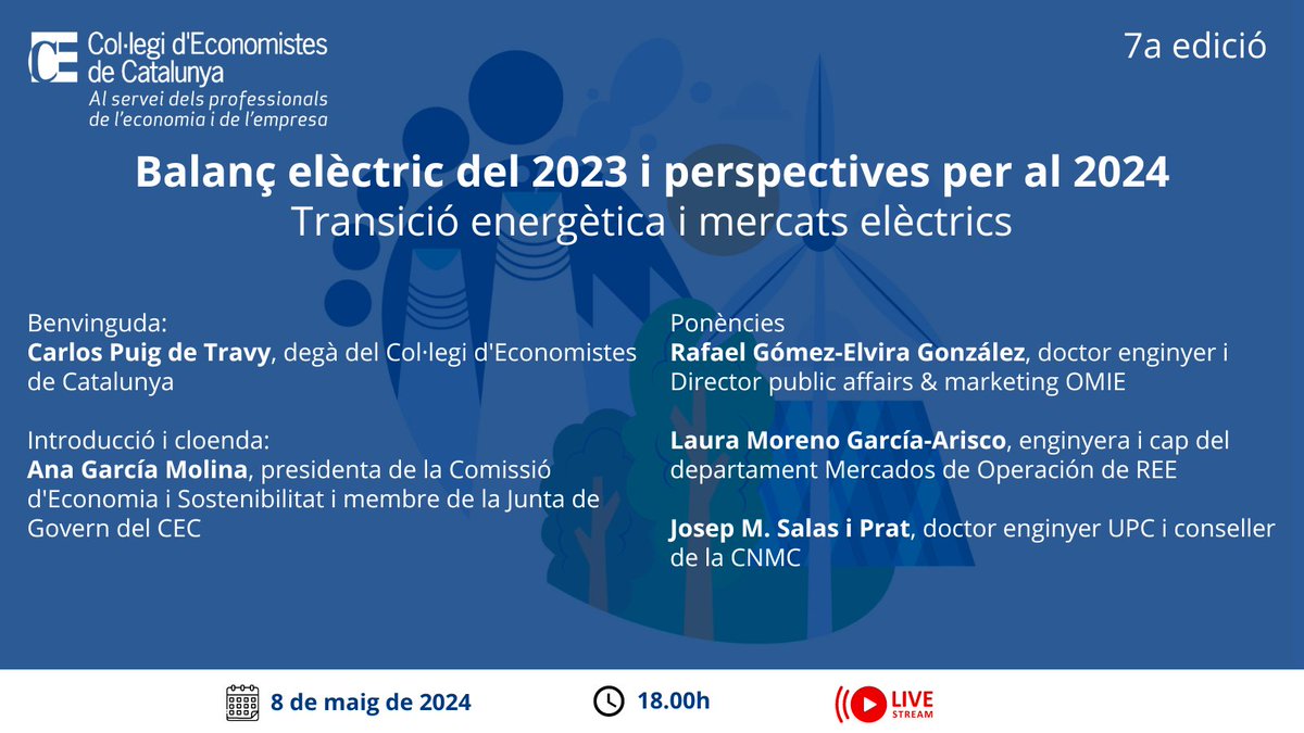 ⚡️Quines són les dades que ens ha presentat el sistema elèctric espanyol el 2023?

Parlarem del mercat de l'energia, el mercat d'ajust i les novetats legislatives amb experts en la matèria

🗓️ 8 de maig
🔴 Online

Inscripcions: tinyurl.com/yxznzy9h