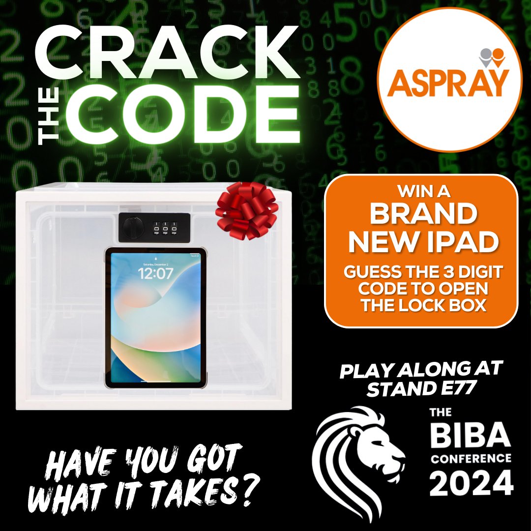 🔒Ready to crack the code and win big at The @BIBAbroker Conference 2024! Guess the 3 digit combo to unlock an iPad at Stand E77! Don't miss out! #BIBA2024 #CrackTheCode #WinBig