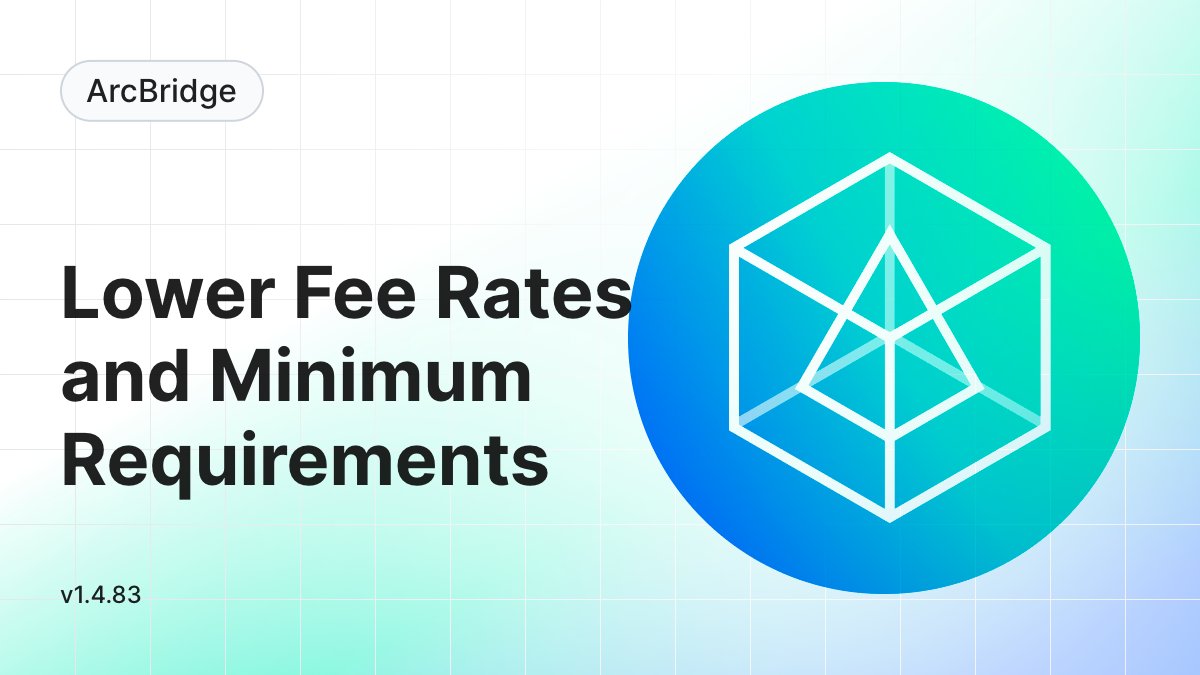 🚀 Exciting news! ArcBridge configuration has been updated to lower transaction costs and enhance user experience. Minimum amount reduced to 100 ABT, fees halved, and maximum fees lowered. Enjoy seamless transactions between ArcBlock Chain and Ethereum Chain!