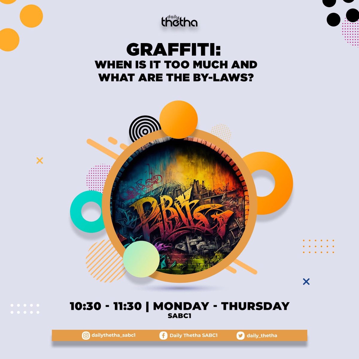 Many graffiti artists are highly skilled and use their work to make meaningful statements or simply to create visually striking murals.

Learn more live from 10h30 on Daily Thetha on SABC1.

#SABCEducation