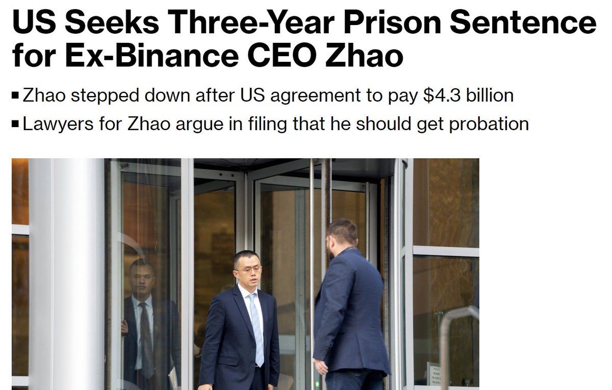 BREAKING NEWS: The US Department of Justice recommended a 36-month prison sentence for Changpeng Zhao, the former chief executive officer of Binance, the world’s largest crypto exchange. Do you think this is fair?