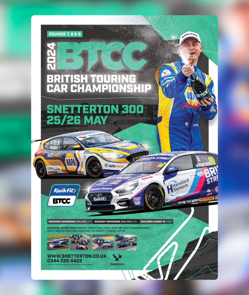 We know you're hyped for @DoningtonParkUK this weekend @BTCC fans but do you know what you should also be hyped for?? Our poster reveal!! Doesn't it look great 🤩🤩 The third race weekend of the championship is back at Snetterton on 25/26 May 😎 🎫 snetterton.co.uk/2024/may/btcc