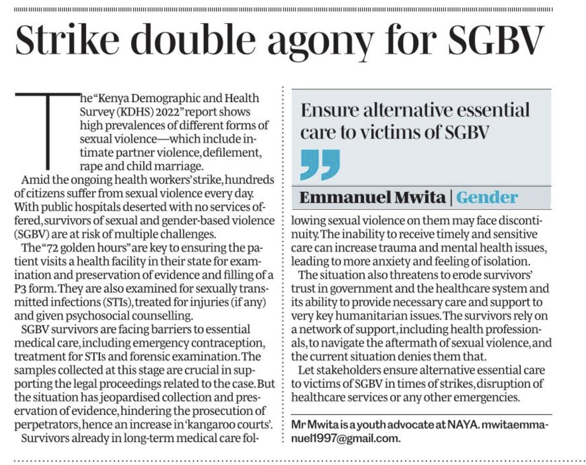 Mwita Emmanuel,HSC ๐ฐ๐ช (@emmanuelmwita97) on Twitter photo Amid all Emergencies and Crisis,Health must be a priority.catch my piece in <a href="/NationAfrica/">Daily Nation</a> today <a href="/JackOnyando/">Jack Onyando, MSc.</a> <a href="/gender_ke/">State Department for Gender Affairs - Kenya</a> <a href="/StateHouseKenya/">State House Kenya</a> <a href="/TunawezaEmpower/">Tunaweza Empowerment Organization.</a> <a href="/NAYAKenya/">NAYA Kenya</a> <a href="/UNICEFKenya/">UNICEF Kenya</a> Amid all Emergencies and Crisis,Health must be a priority.catch my piece in <a href="/NationAfrica/">Daily Nation</a> today <a href="/JackOnyando/">Jack Onyando, MSc.</a> <a href="/gender_ke/">State Department for Gender Affairs - Kenya</a> <a href="/StateHouseKenya/">State House Kenya</a> <a href="/TunawezaEmpower/">Tunaweza Empowerment Organization.</a> <a href="/NAYAKenya/">NAYA Kenya</a> <a href="/UNICEFKenya/">UNICEF Kenya</a>