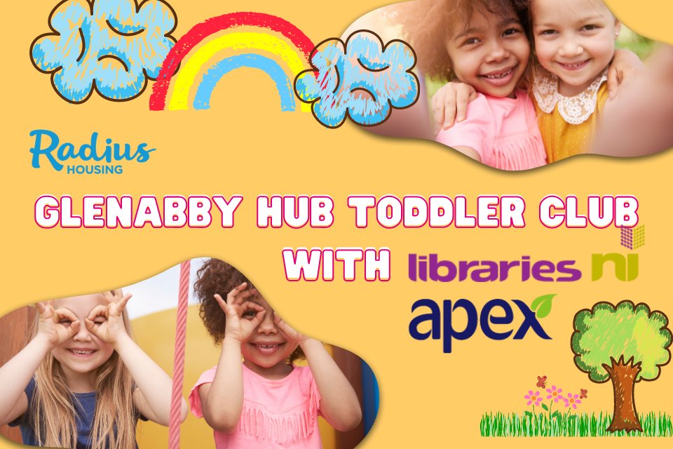 Join us tomorrow at Toddler Club with @LibrariesNI! 📚 📍 Glenabbey Community Hub at 11am Come along and enjoy story time, arts & crafts with your little one and have a chat with other parents/care givers. Toddler Club takes place every Thursday ➡️ bit.ly/49O1T9T