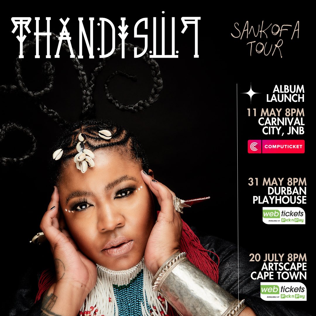 thandiswamazwai's tweet image. 🌸Sankofa tour dates🌸
SA🇿🇦

Jozi May 11
Carnival City
Tix- tickets.computicket.com/.../7236417/72…

Durban 
May 31 Playhouse
Tickets - webtickets.co.za/v2/Event.aspx?…

CPT
July 20 at Artscape
Tickets - webtickets.co.za/v2/Event.aspx?…

Sankofa album out on May 10 - Presave thandiswamazwai.lnk.to/Sankofa