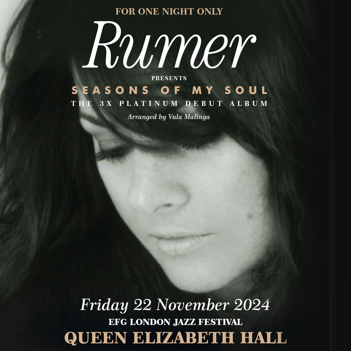 Captivating British singer-songwriter, @Rumersongs is set to grace the stage of London’s Queen Elizabeth Hall to perform her acclaimed 3x platinum debut album, 'Seasons of My Soul' in full in November! Grab tickets this Friday at 10am 🎟️ gigst.rs/rumer
