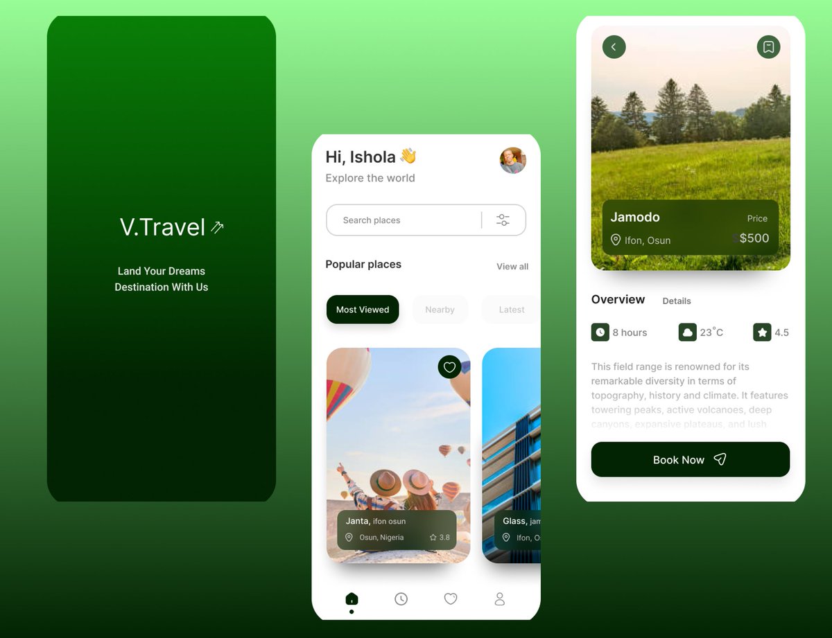 GaniyyNafiu's tweet photo. Day 17 of my #36daysofdesign:
Hey everyone, thrilled to share a replicated travelling agency mobile app! Your thoughts and feedback are greatly appreciated. Thank you for your support!
#buildinginpublic
#mobileapp
#travellingapp https://t.co/hpBuLt1wp9