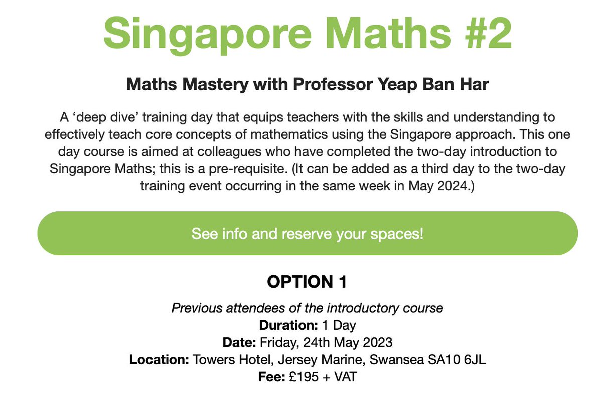 #MathsMastery @ban_har will take teachers deeper into  the understanding of core concepts in #Maths and how methods used in a problem solving approach enhanced learners understanding of maths in authentic contexts tlpwales.co.uk/singapore-math…