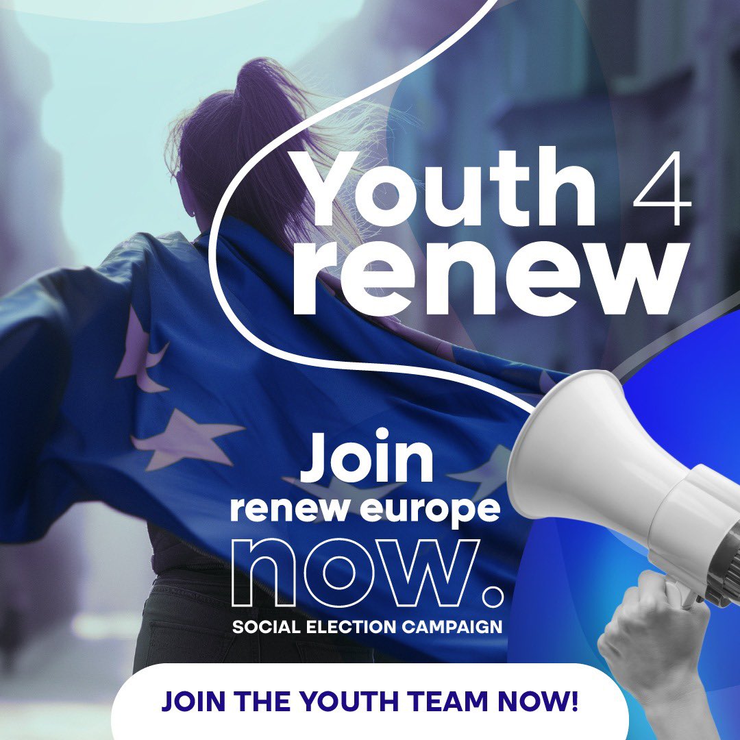 Are you under 30, do you share our ideals and proposals, and do you want to get involved in the upcoming European elections? Join the youth team of Renew Europe Now, send us your application by following the instructions here reneweuropenow.eu/youth-4-renew