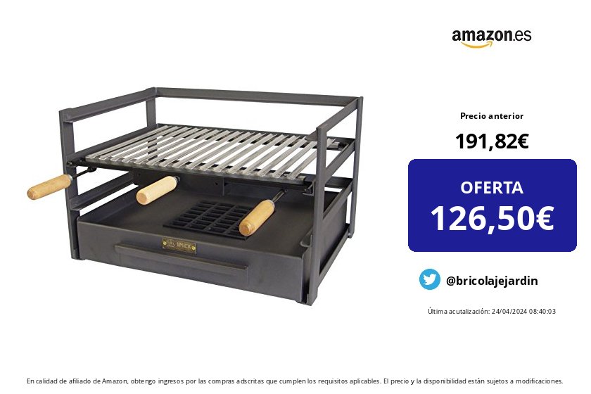 ❌ Precio anterior: 191,82 € 
💶 OFERTA: 126,50 € (-34%)

✅ Cómpralo aquí 👉 amzn.to/3JtRWUx

Imex El Zorro 71482.0 Cajón Barbacoa con Parrilla, Negro, 72 x 41 x 35 cm

 #barbacoas #airelibre