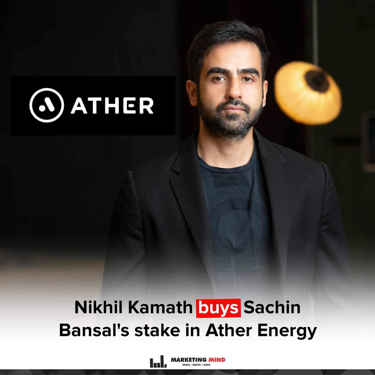 Existing investor Sachin Bansal, cofounder of Flipkart, has divested a significant portion of his shares to Nikhil Kamath, cofounder of Zerodha.

#MarketingMind #WhatsBuzzing #Ather #NikhilKamath
