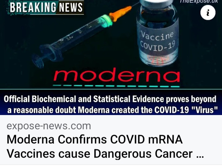 Moderna conferma che i vaccini contro il COVID mRNA causano casi di cancro pericolosi

La farmaceutica Moderna ha ammesso che il proprio "vaccino" a mRNA prodotto per prevenire i sintomi gravi della malattia COVID-19,  provoca il CANCRO.

L'ammissione è arrivata dopo che miliardi