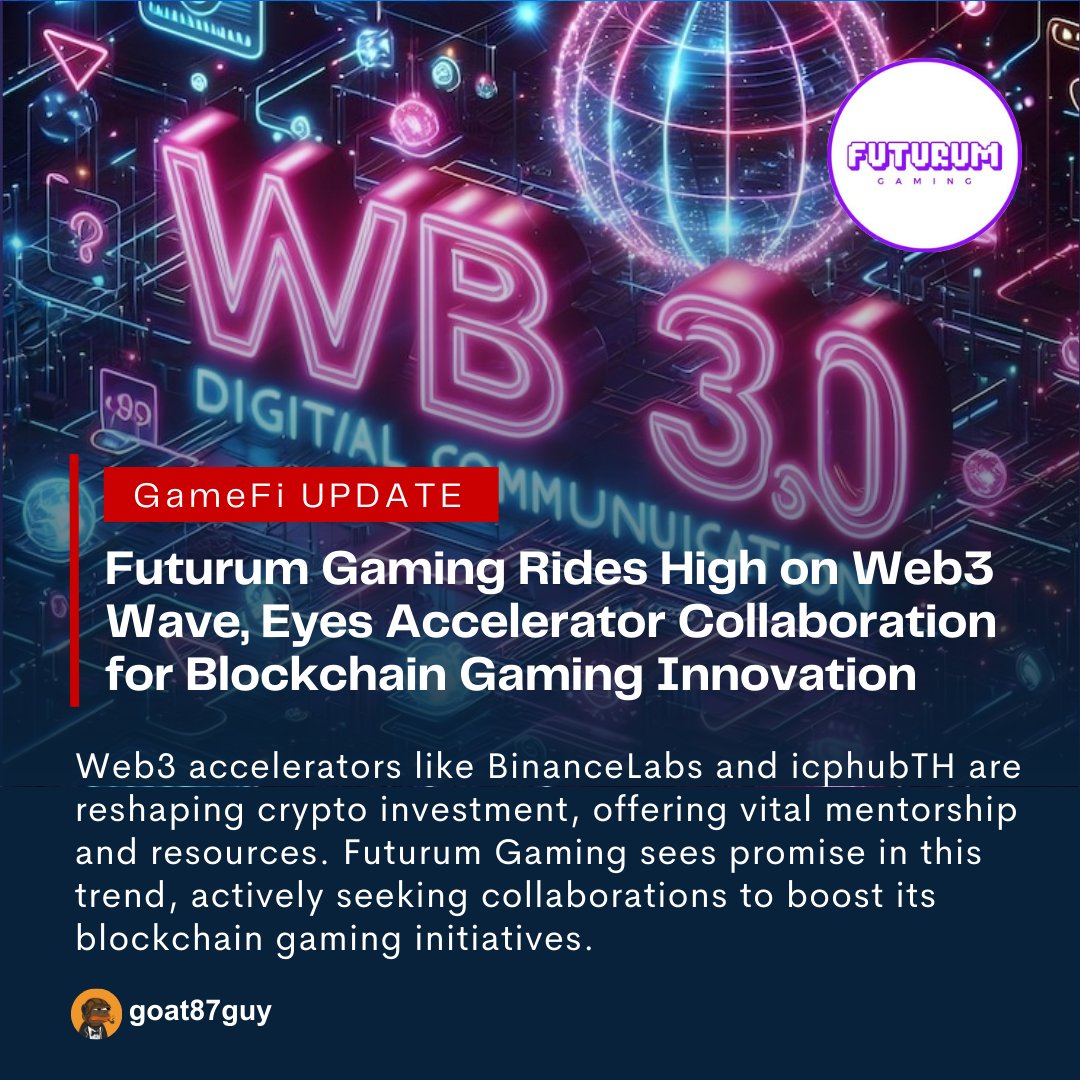 Exciting times ahead! 🚀 #Web3 accelerators like <a href="/BinanceLabs/">Yzi Labs</a> &amp; <a href="/icphub_TH/">ICP HUB Thailand</a> are revolutionizing crypto investment with mentorship &amp; resources. 

@futurum_gaming, thrilled by the Web3 growth &amp; eager to collaborate, enriching #Blockchain gaming ventures. 🎮 

#Crypto #Web3