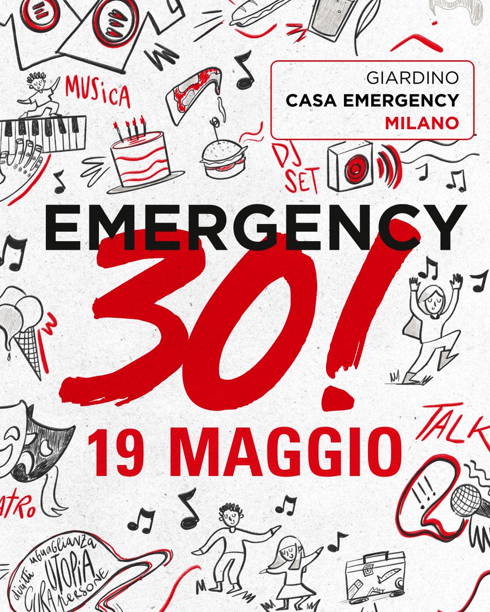 Una giornata intera a #CasaEMERGENCY #Milano per festeggiare i 30 anni di @emergency_ong: il #19maggio ti aspettiamo per #EMERGENCY30, scopri tutto il programma su emergency.it/emergency30/