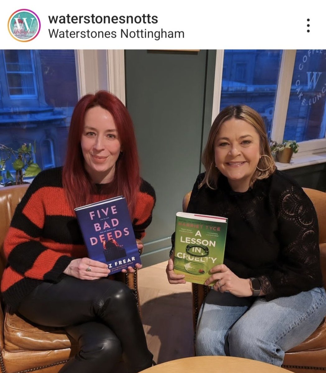 Really lovely event at @WaterstonesNG last night. I think @harriet_tyce and I could have talked all evening! Thanks so much to Kibrina for hosting us ❤️❤️