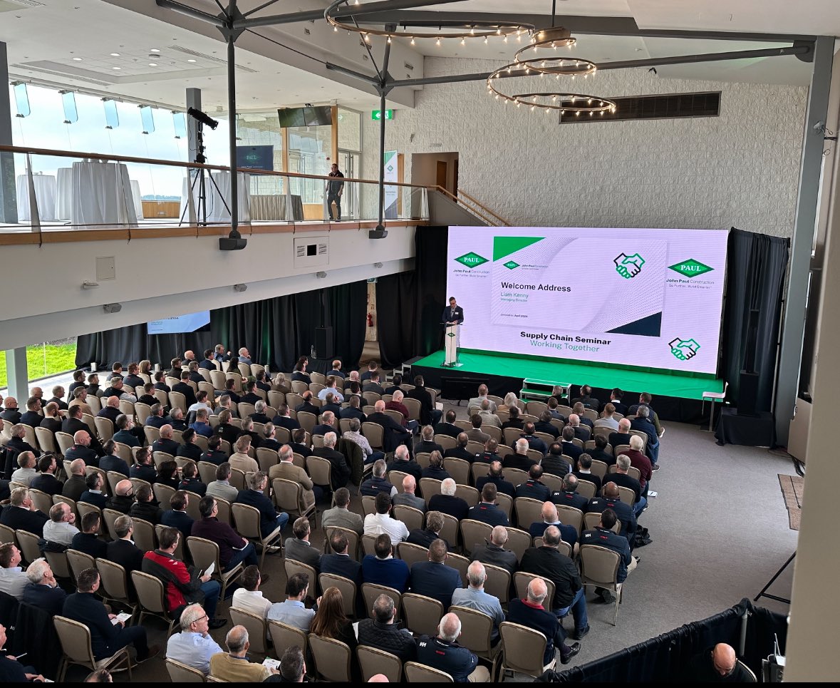 Fantastic turnout for our annual Supply Chain Seminar in a sunny Leopardstown Racecourse. It’s a great opportunity for our team to engage and build relationships with our supply chain partners. #JohnPaulConstruction #GoFurtherBuildSmarter #WorkingTogether #SupplyChainSeminar