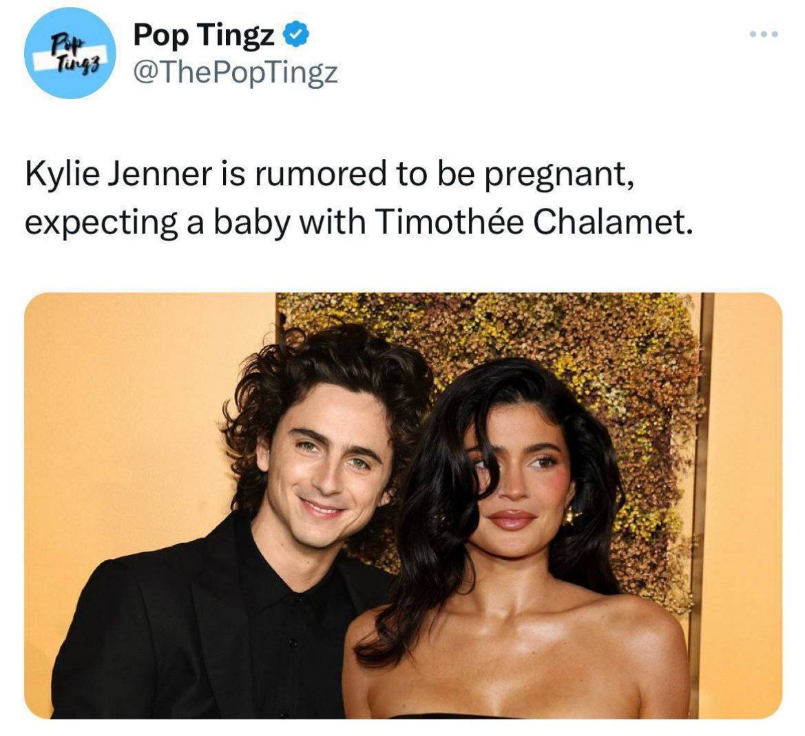 Selon les médias, #KylieJenner serait enceinte du bébé de #TimothéeChalamet.

#Dune #Kylie #KylieSkin #KylieCosmetics #KylieBaby #WonkaMovie #WillyWonka