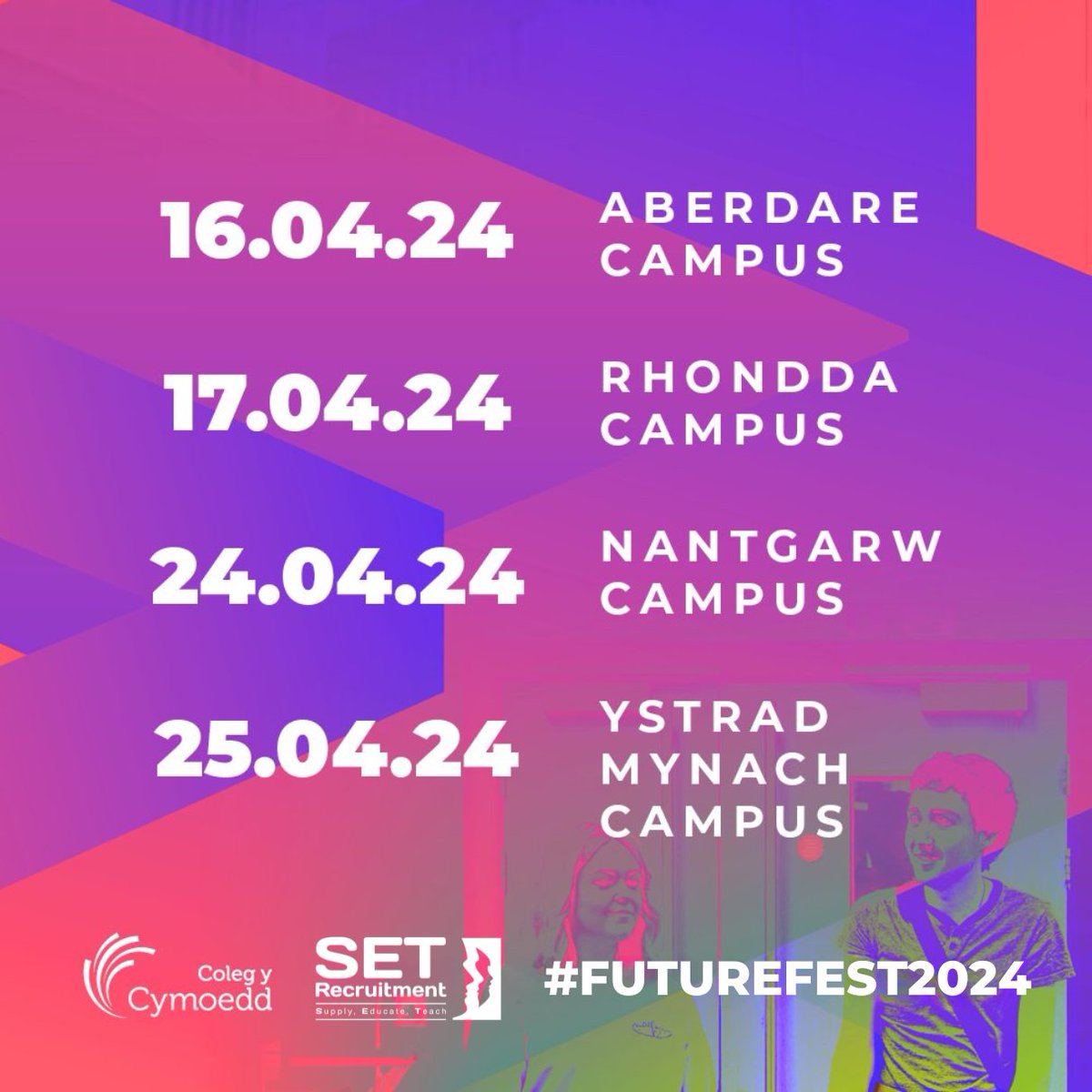📣 We're at Future Fest today in Nantgarw and tomorrow in Ystrad Mynach! If you or anyone you know is interested in pursuing a career in teaching, swing by! We're here until 2pm! 🙌 We'll see you soon! 🕺