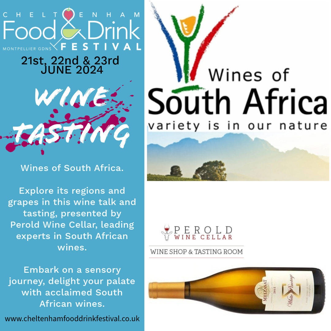 Wines of South Africa - with Perold Wine Cellar. Many drinkers fall for its wine and you can also explore its regions and grapes in this wine talk and tasting. This wine talk is free, so no pre-booked tickets and runs for 45 minutes with wine sampling.