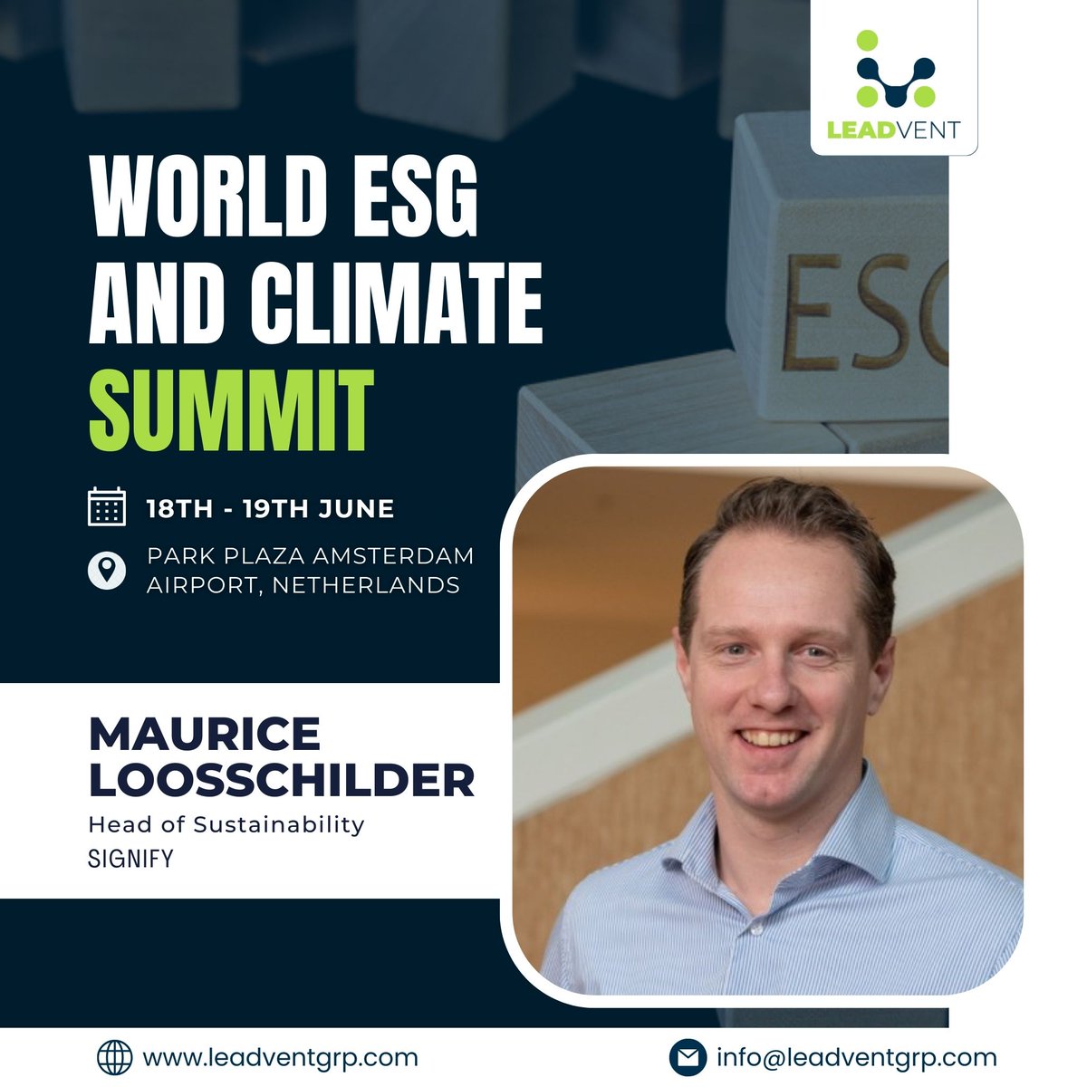 Excited to introduce Maurice Loosschilder. He is the Head of Sustainability at Signify.

Obtain a pass - bit.ly/3QaaYU7

#sustainability #ESGconcerns #netzero #Renewableenergy #Greenfinance #Greenpolicies #Sustainablefuture #Innovation #Climatesolutions #Socialimpact