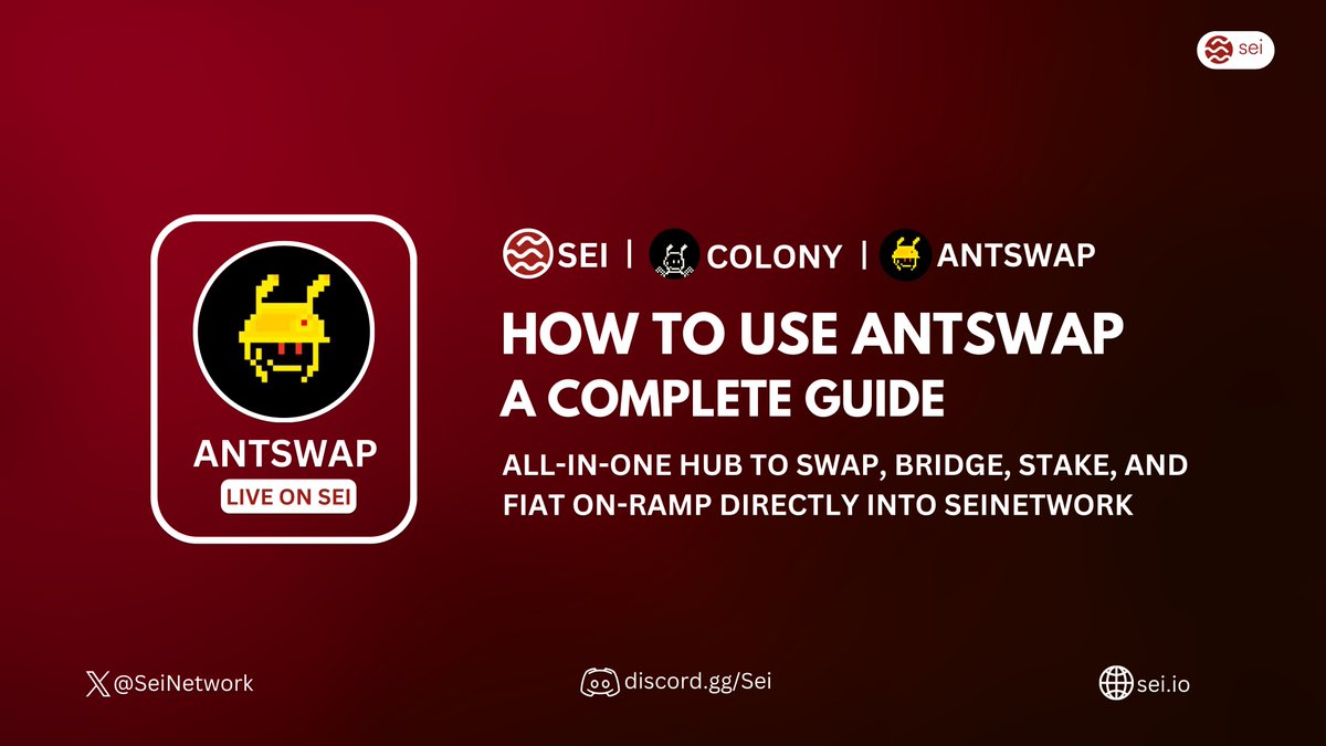 🧵 1/10

Antswap is now live on <a href="/SeiNetwork/">Sei</a>  🐜✨

<a href="/AntSwap_/">AntSwap</a>  , Powered by <a href="/TheColonyNFT__/">The Colony</a>  is your All- in- One Hub for 

🔹 Swap 
🔹 Bridge
🔹 Stake
🔹 Fiat On-Ramp 

Here's a step-by-step guide on " How to Use Antswap "