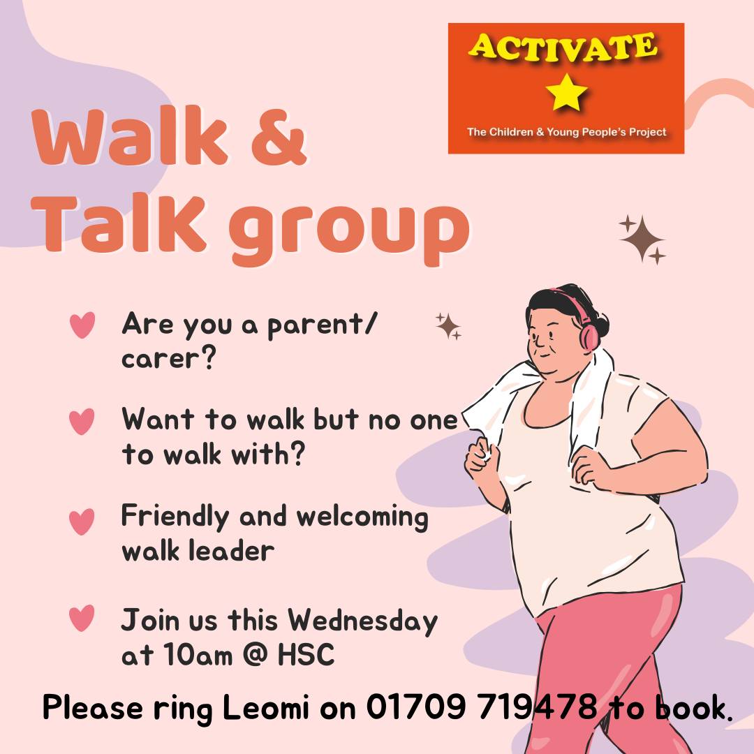 #wednesdaywalk - 10am from High Street Centre Rawmarsh
S62 6LN

Walk & Talk group, full details below.

#walkforhealth #walkandtalk #endloneliness #peersupport