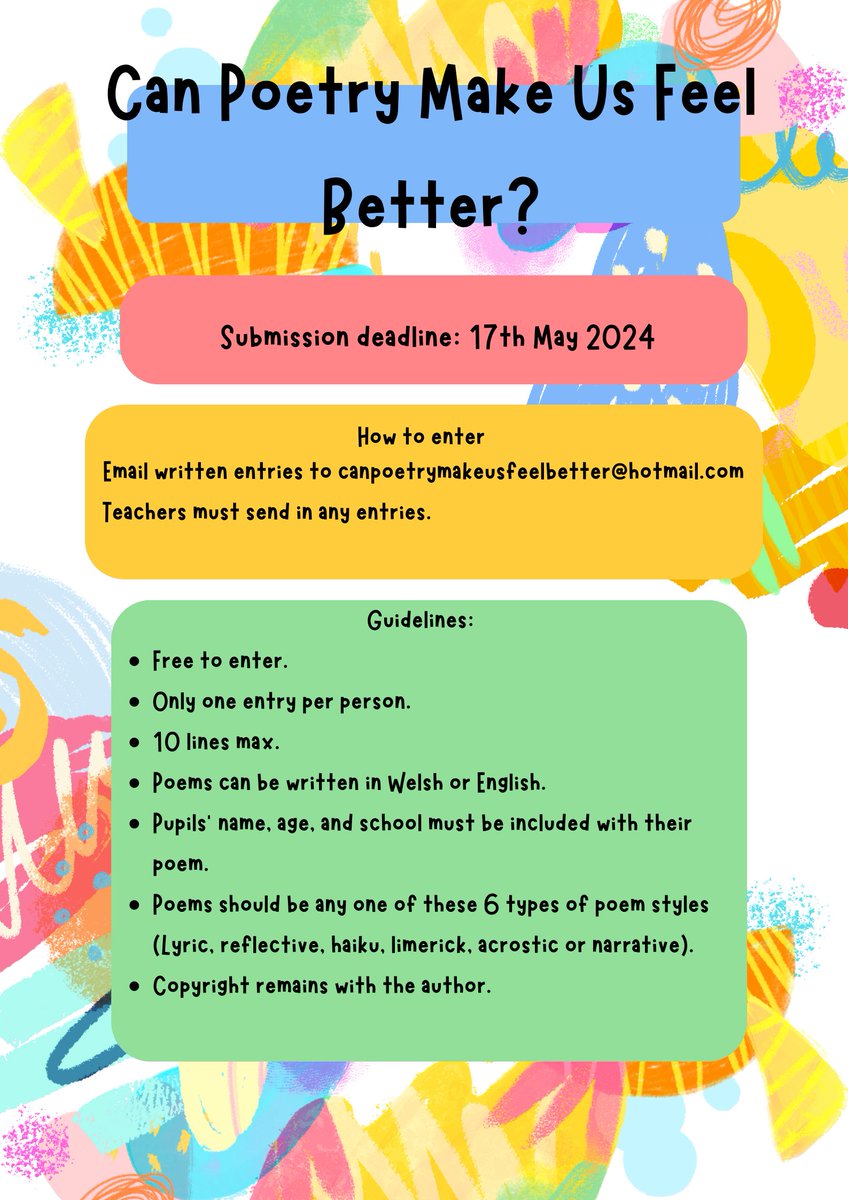 Calling all budding poets! 📝 Dive into the world of emotions and creativity with our new poetry competition! Join us in discovering: Can Poetry Make Us Feel Better? 📚💖 #PoetryForWellbeing

Resources to help you are available at: tinyurl.com/canpoetryhelpu…