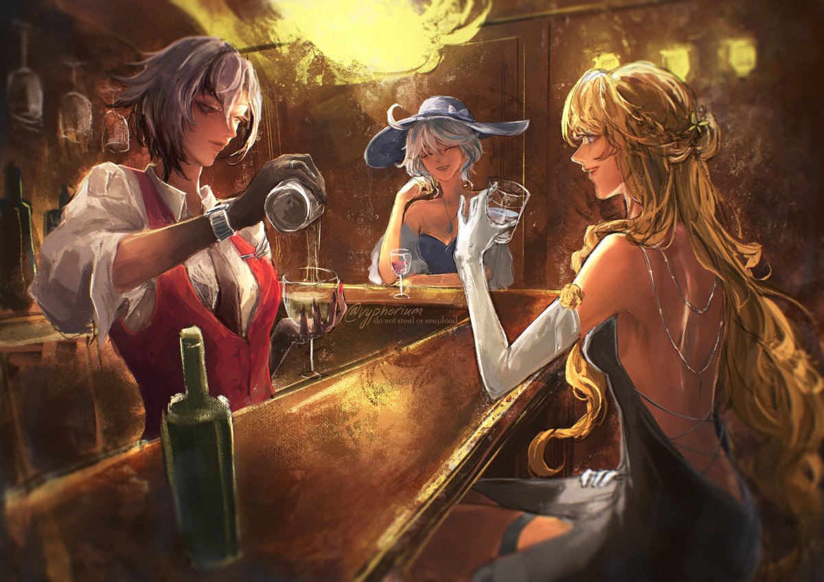 vyphorium's tweet photo. fontaine girls' night out with bartender arlecchino 🍷 #TeyvatFashion #GenshinImpact https://t.co/AuCQQRYScy