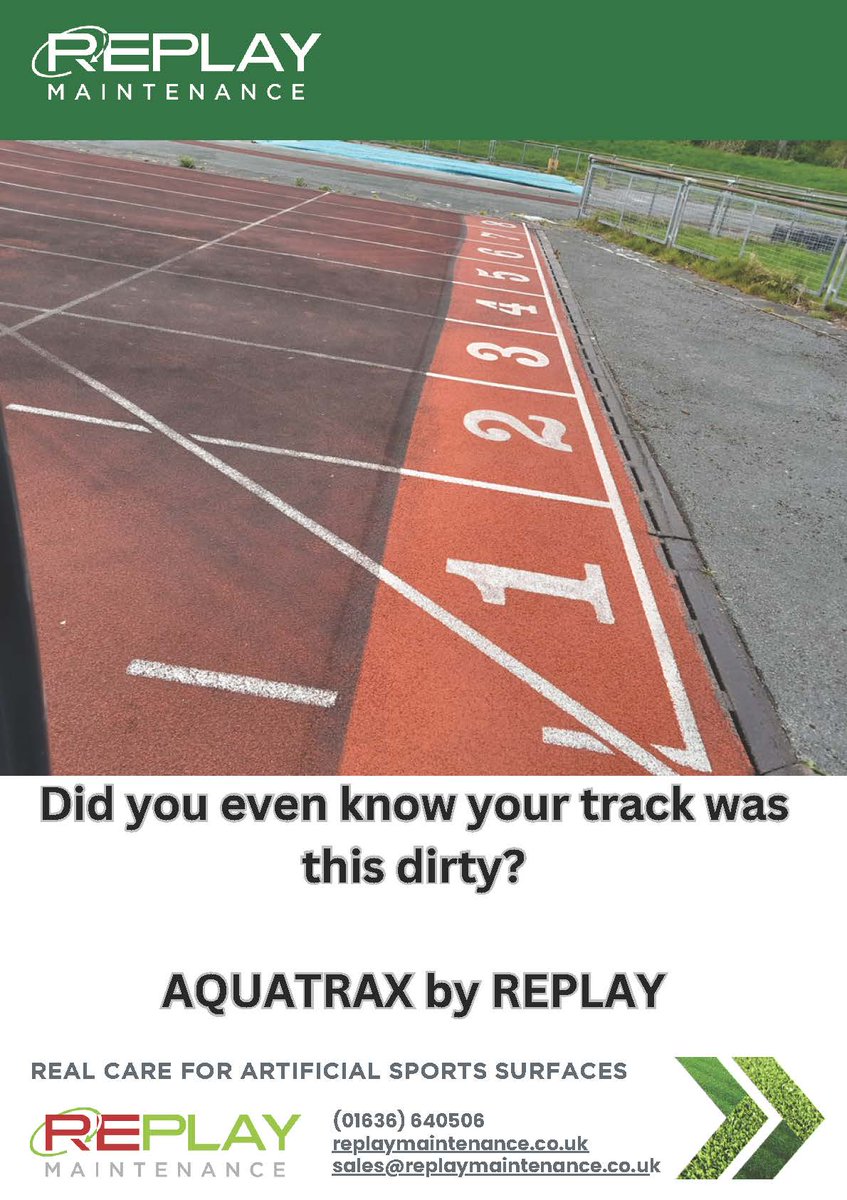 ReplayMaintain's tweet photo. REPLAY in another part of Wales this week, deep cleaning an athletics track with our AQUATRAX process, keep up the good work Matt!
#REPLAY #Maintenance #trackclean #athletics #deepclean #Aquatrax #runningtrack https://t.co/MYXcKHWWdz