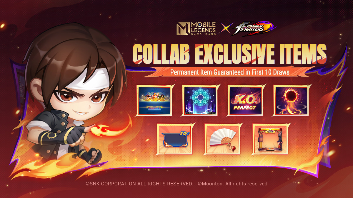 MobileLegendsOL's tweet photo. From 04/24 to 05/31, the MLBB x KOF '97 draw event is taking over! We've got an array of exclusive collaboration items up for grabs, including Chat Bubble, Animated Avatar Border, Battle Emotes, Battle Effect, and more KOF '97 goodies.!
#MobileLegendsBangBang https://t.co/cx9XUzxgut