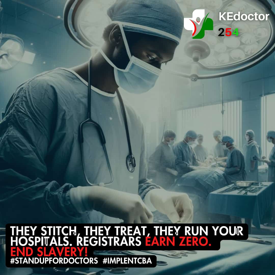 Registrar Doctors work in @KNH_hospital, @MTRHofficial et al more than 100h per week without pay yet patients pay for their services and these hospitals make billions per year from them. This is slavery and makes me sick to my stomach! #DoctorsStrikeKE #PayRegistrarDoctors