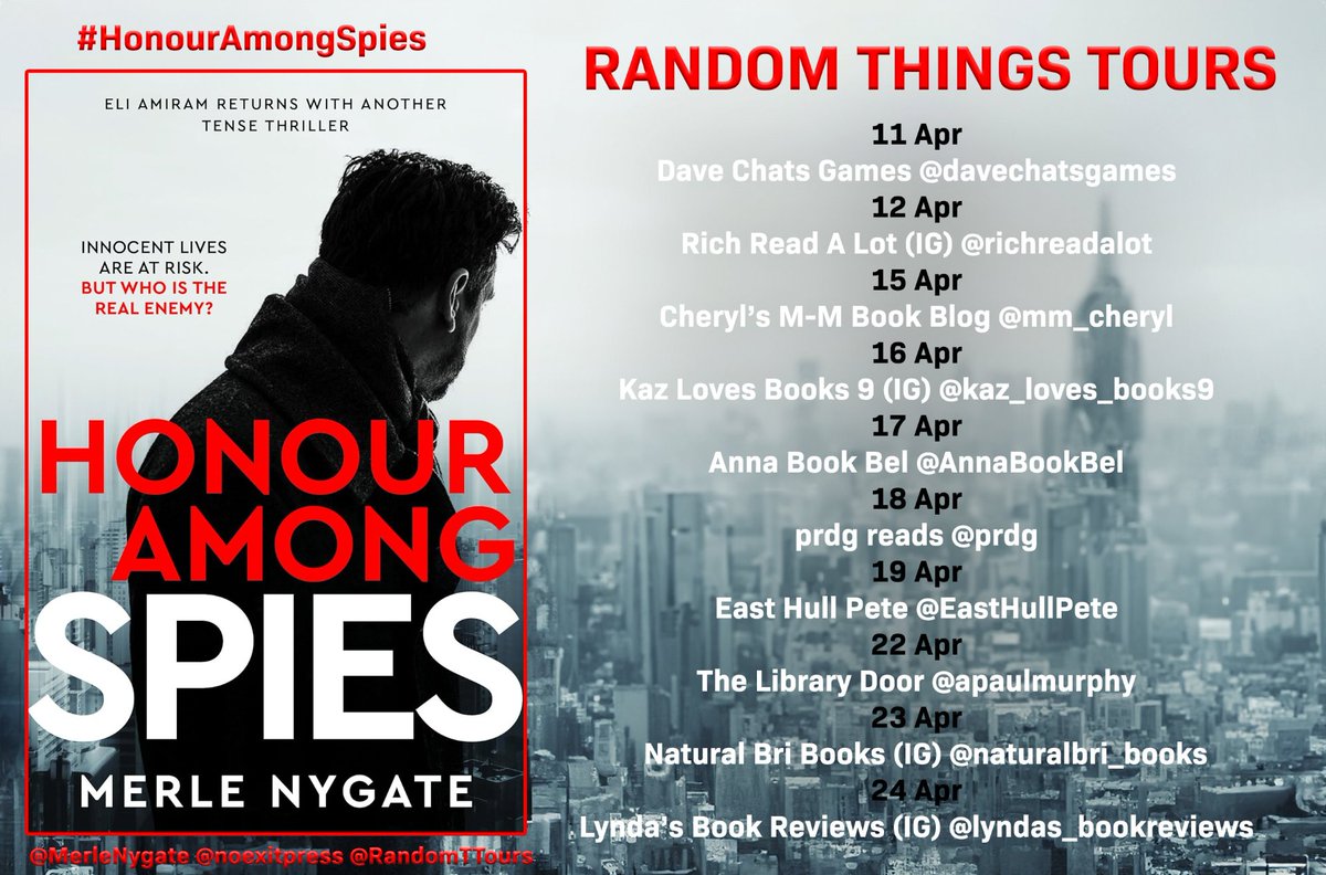 HUGEST THANKS #RandomThingsTours Bloggers for supporting #HonourAmongSpies @MerleNygate @noexitpress 

Please share reviews on Amazon / Goodreads