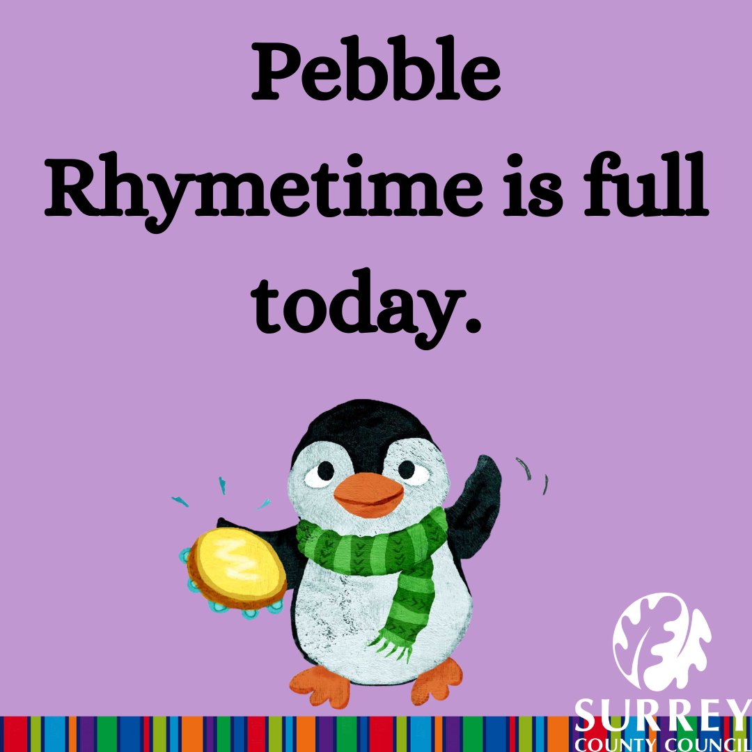 CobhamLibrary's tweet image. Our Pebble Rhymetime is fully booked this morning. There will be 2 more Rhymetimes this week, on Friday the 26th, and Saturday the 27th at 10:30 :) #cobhamlibrary @SurreyLibraries