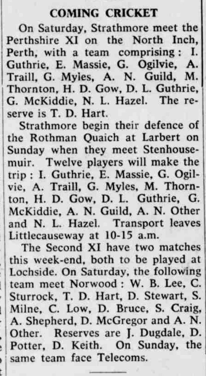 #Season1972 @strathmore_cc selection for the weekend of 11 and 12 May
