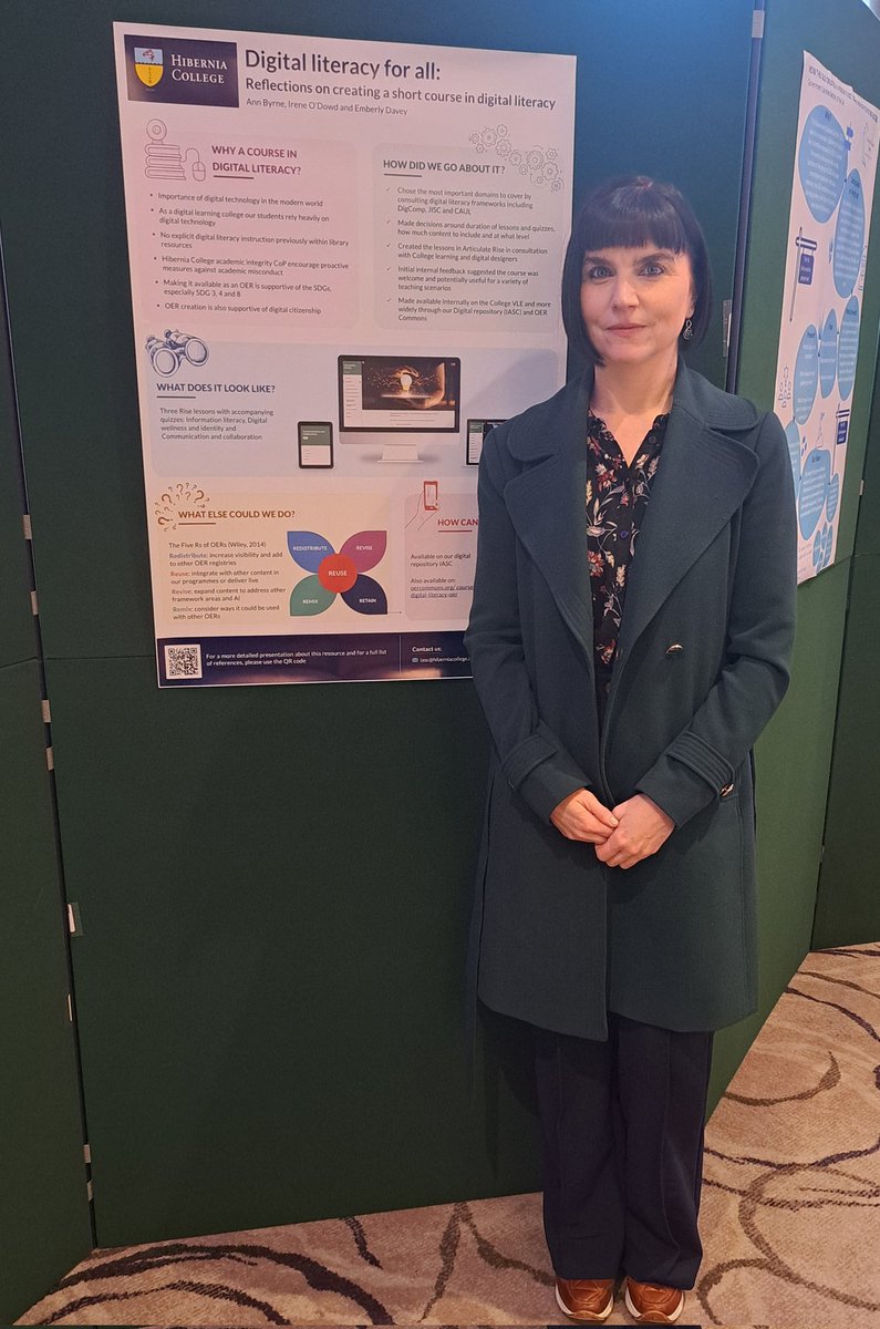 Great to be here at #CILIPIreLAI24 in Newry presenting a poster on the Digital Literacy OER we created at Hibernia College. Looking forward to a great conference.
